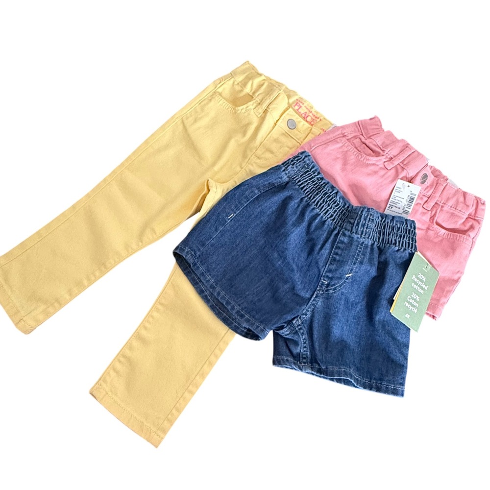 Children's Place H&M Toddler Girl Clothes Bundle 2T Shorts Pants Yellow Pink